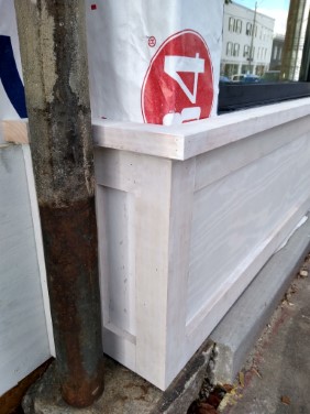 angled view of wood panel trim